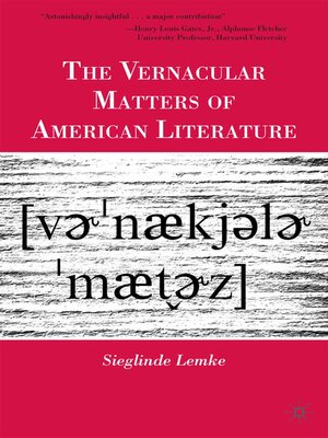 cover image of The Vernacular Matters of American Literature